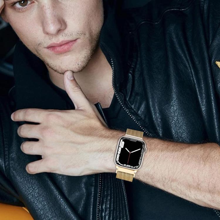 Bracelet de montre milanais en acier inoxydable avec film incurvé 3D, pour Apple Watch Series 41 mm, Apple Watch Series 38 mm et Apple Watch Series 42 mm.