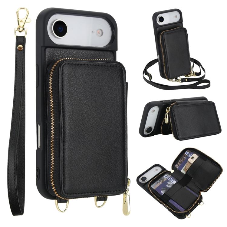 Crossbody Zipper RFID Card Bag Phone Case, For iPhone 17 Pro Max, For iPhone 17 Pro, For iPhone Air, For iPhone 15 Pro Max, For iPhone 15 Pro, For iPhone 15 Plus / 14 Plus