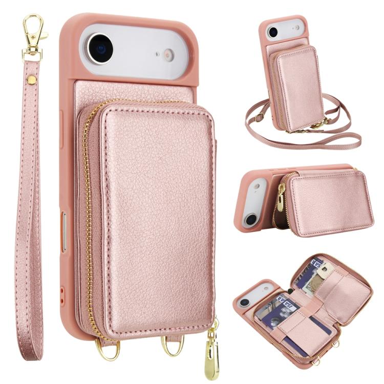 Crossbody Zipper RFID Card Bag Phone Case, For iPhone 17 Pro Max, For iPhone 17 Pro, For iPhone Air, For iPhone 15 Pro Max, For iPhone 15 Pro, For iPhone 15 Plus / 14 Plus