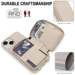 Étui de téléphone avec pochette à fermeture éclair et protection RFID pour cartes, pour iPhone 15, pour iPhone 14 / 13, pour iPhone 14 Pro, pour iPhone 14 Pro Max, pour iPhone 13 Pro Max, pour iPhone 13 Pro
