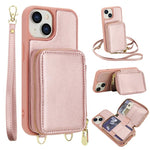 Étui de téléphone avec pochette à fermeture éclair et protection RFID pour cartes, pour iPhone 15, pour iPhone 14 / 13, pour iPhone 14 Pro, pour iPhone 14 Pro Max, pour iPhone 13 Pro Max, pour iPhone 13 Pro