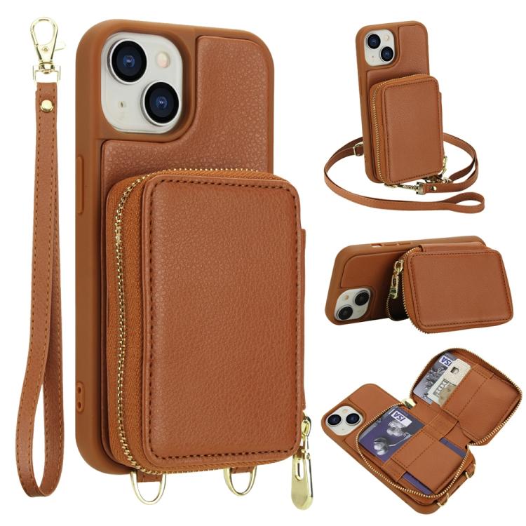 Étui de téléphone avec pochette à fermeture éclair et protection RFID pour cartes, pour iPhone 15, pour iPhone 14 / 13, pour iPhone 14 Pro, pour iPhone 14 Pro Max, pour iPhone 13 Pro Max, pour iPhone 13 Pro