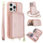 Étui de téléphone avec pochette à fermeture éclair et protection RFID pour cartes, pour iPhone 15, pour iPhone 14 / 13, pour iPhone 14 Pro, pour iPhone 14 Pro Max, pour iPhone 13 Pro Max, pour iPhone 13 Pro