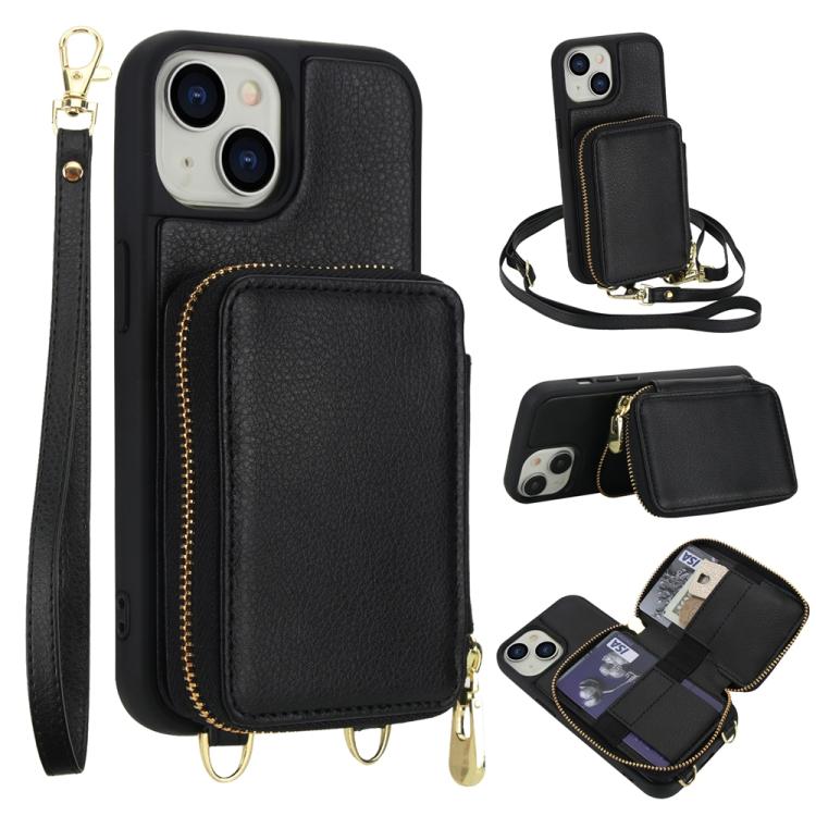 Étui de téléphone avec pochette à fermeture éclair et protection RFID pour cartes, pour iPhone 15, pour iPhone 14 / 13, pour iPhone 14 Pro, pour iPhone 14 Pro Max, pour iPhone 13 Pro Max, pour iPhone 13 Pro