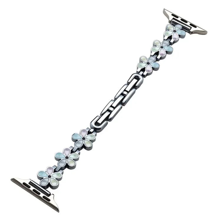 Bracelet de montre en métal xDfind motif pétale de soleil, compatible avec Apple Watch 42/44/45/46/49 mm et Apple Watch 38/40/41/S10 42 mm.