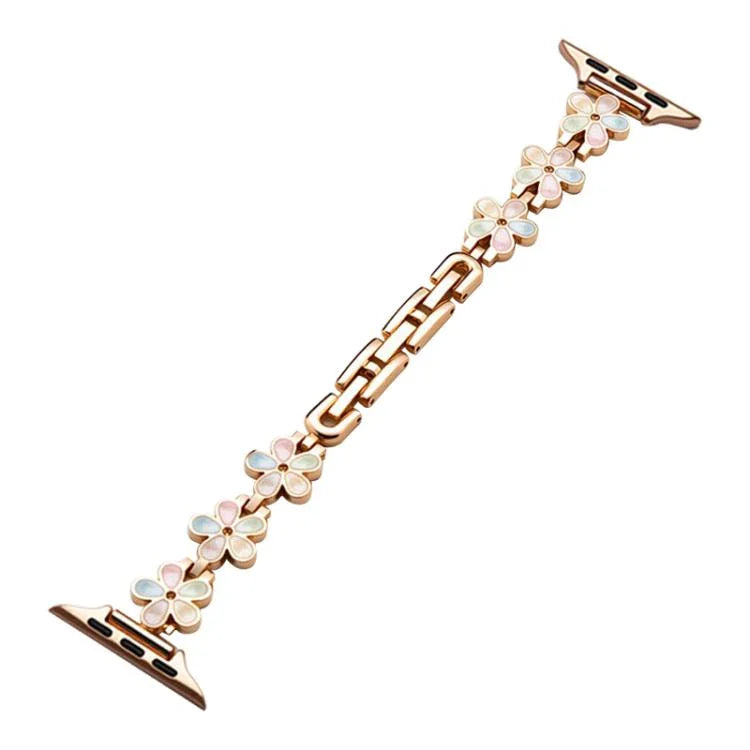 Bracelet de montre en métal xDfind motif pétale de soleil, compatible avec Apple Watch 42/44/45/46/49 mm et Apple Watch 38/40/41/S10 42 mm.
