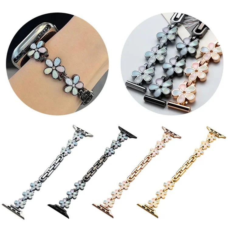 Bracelet de montre en métal xDfind motif pétale de soleil, compatible avec Apple Watch 42/44/45/46/49 mm et Apple Watch 38/40/41/S10 42 mm.