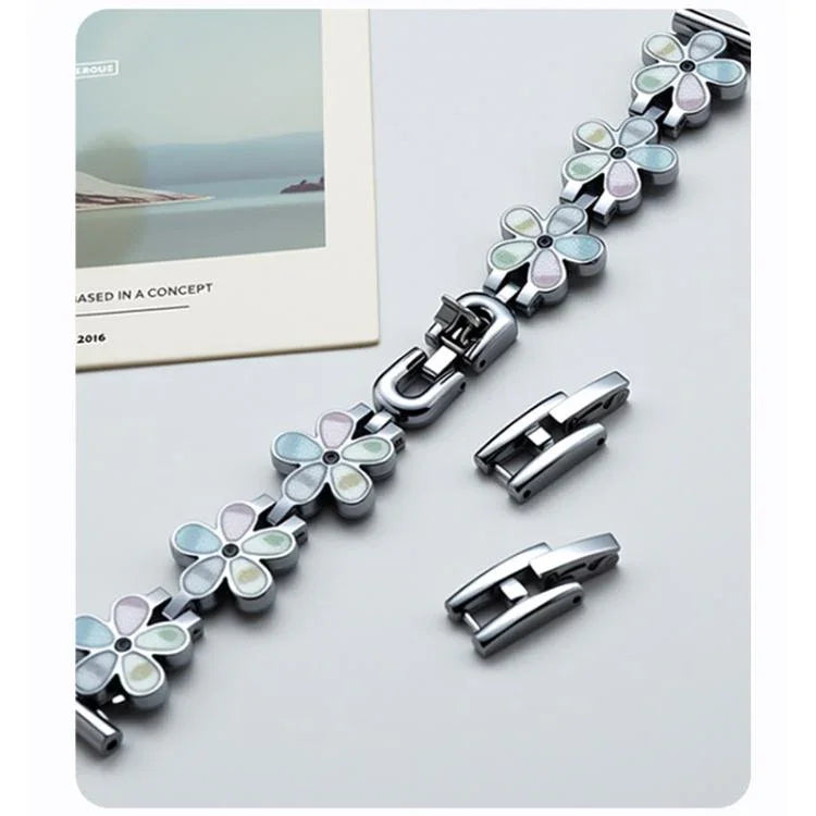 Bracelet de montre en métal xDfind motif pétale de soleil, compatible avec Apple Watch 42/44/45/46/49 mm et Apple Watch 38/40/41/S10 42 mm.