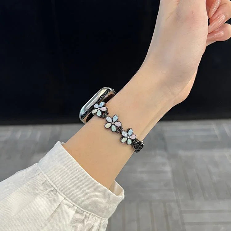 Bracelet de montre en métal xDfind motif pétale de soleil, compatible avec Apple Watch 42/44/45/46/49 mm et Apple Watch 38/40/41/S10 42 mm.