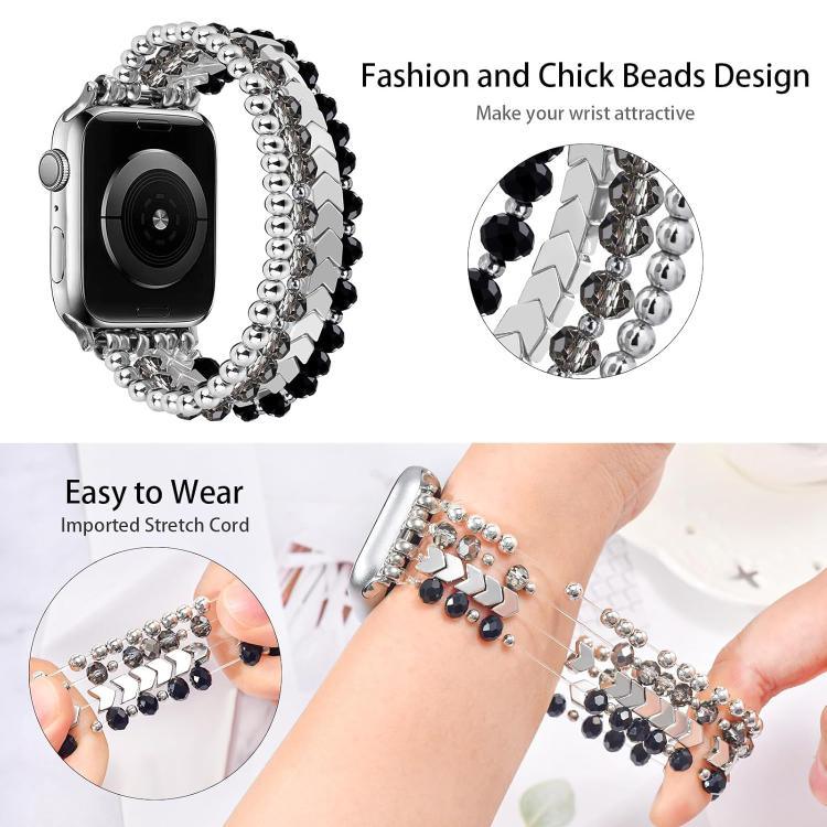 Bracelet de montre xDfind Arrow en métal orné de perles de cristal, compatible avec Apple Watch 42/44/45/46/49 mm et Apple Watch 38/40/41/S10 42 mm.