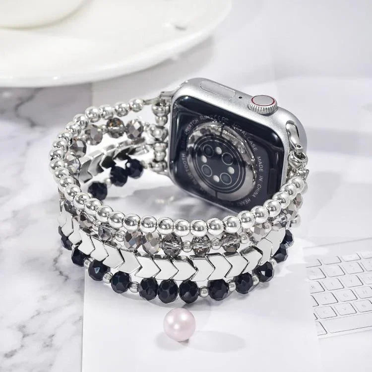 Bracelet de montre xDfind Arrow en métal orné de perles de cristal, compatible avec Apple Watch 42/44/45/46/49 mm et Apple Watch 38/40/41/S10 42 mm.