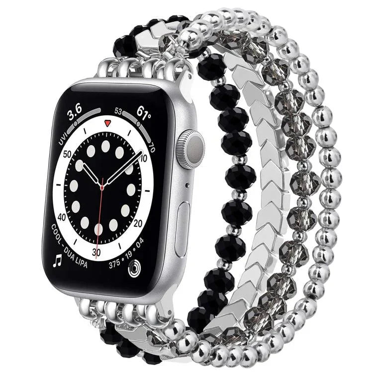 Bracelet de montre xDfind Arrow en métal orné de perles de cristal, compatible avec Apple Watch 42/44/45/46/49 mm et Apple Watch 38/40/41/S10 42 mm.