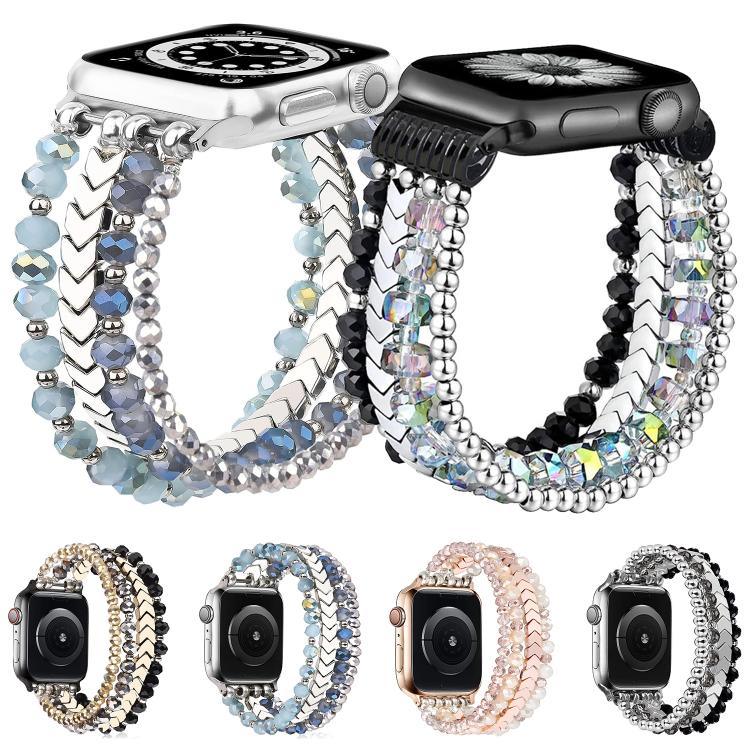 Bracelet de montre xDfind Arrow en métal orné de perles de cristal, compatible avec Apple Watch 42/44/45/46/49 mm et Apple Watch 38/40/41/S10 42 mm.