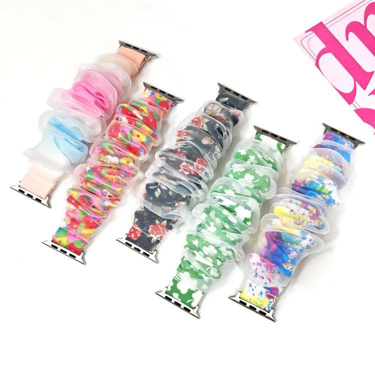 Bracelet de montre xDfind en organza hybride polyester double couche, compatible avec Apple Watch 42/44/45/46/49 mm et Apple Watch 38/40/41/S10 42 mm.