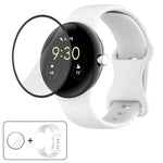 Bracelet de montre en silicone à boucle papillon avec film incurvé 3D, pour Google Pixel Watch 3 45 mm, pour Google Pixel Watch 3 41 mm, pour Google Pixel Watch 2, pour Google Pixel Watch