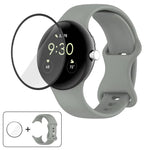 Bracelet de montre en silicone à boucle papillon avec film incurvé 3D, pour Google Pixel Watch 3 45 mm, pour Google Pixel Watch 3 41 mm, pour Google Pixel Watch 2, pour Google Pixel Watch