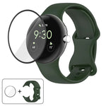 Bracelet de montre en silicone à boucle papillon avec film incurvé 3D, pour Google Pixel Watch 3 45 mm, pour Google Pixel Watch 3 41 mm, pour Google Pixel Watch 2, pour Google Pixel Watch