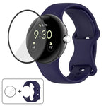 Bracelet de montre en silicone à boucle papillon avec film incurvé 3D, pour Google Pixel Watch 3 45 mm, pour Google Pixel Watch 3 41 mm, pour Google Pixel Watch 2, pour Google Pixel Watch