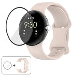 Bracelet de montre en silicone à boucle papillon avec film incurvé 3D, pour Google Pixel Watch 3 45 mm, pour Google Pixel Watch 3 41 mm, pour Google Pixel Watch 2, pour Google Pixel Watch