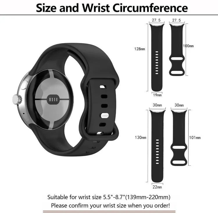Bracelet de montre en silicone à boucle papillon avec film incurvé 3D, pour Google Pixel Watch 3 45 mm, pour Google Pixel Watch 3 41 mm, pour Google Pixel Watch 2, pour Google Pixel Watch