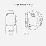 Montre connectée GTS8 avec écran AMOLED de 1,95 pouce, suivi d'activité physique et surveillance de la fréquence cardiaque