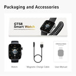 Montre connectée GTS8 avec écran AMOLED de 1,95 pouce, suivi d'activité physique et surveillance de la fréquence cardiaque