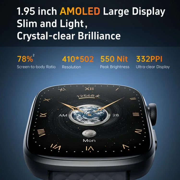 Montre connectée GTS8 avec écran AMOLED de 1,95 pouce, suivi d'activité physique et surveillance de la fréquence cardiaque
