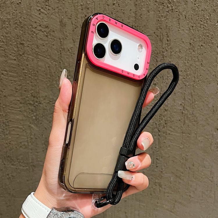 Coque de téléphone en TPU transparent avec lanière et cadre de lentille contrastant, pour iPhone 17 Pro Max, pour iPhone 17 Pro