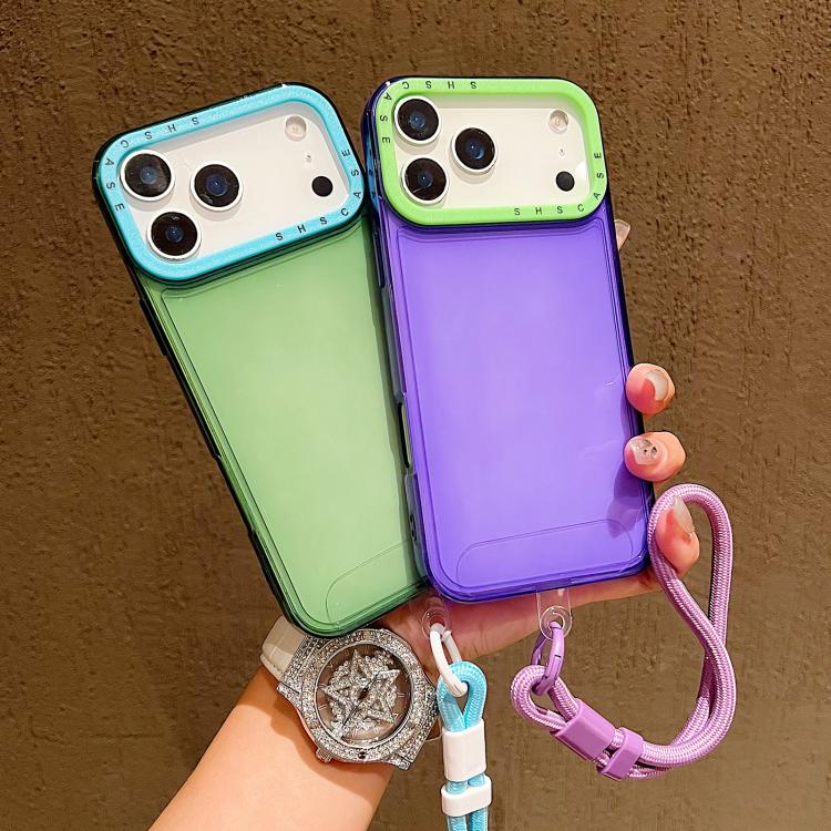 Coque de téléphone en TPU transparent avec lanière et cadre de lentille contrastant, pour iPhone 17 Pro Max, pour iPhone 17 Pro