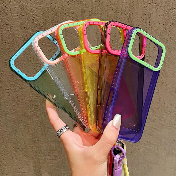 Coque de téléphone en TPU transparent avec lanière et cadre de lentille contrastant, pour iPhone 17 Pro Max, pour iPhone 17 Pro