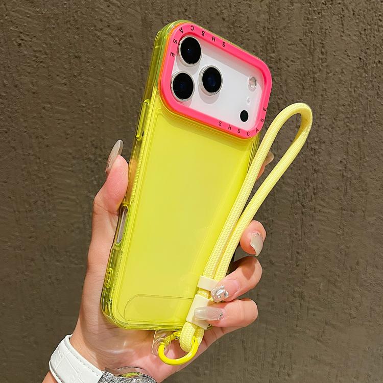 Coque de téléphone en TPU transparent avec lanière et cadre de lentille contrastant, pour iPhone 17 Pro Max, pour iPhone 17 Pro