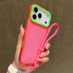 Coque de téléphone en TPU transparent avec lanière et cadre de lentille contrastant, pour iPhone 17 Pro Max, pour iPhone 17 Pro