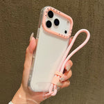 Coque de téléphone en TPU transparent avec lanière et cadre de lentille contrastant, pour iPhone 17 Pro Max, pour iPhone 17 Pro