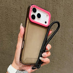 Coque de téléphone en TPU transparent avec lanière et cadre de lentille contrastant, pour iPhone 17 Pro Max, pour iPhone 17 Pro