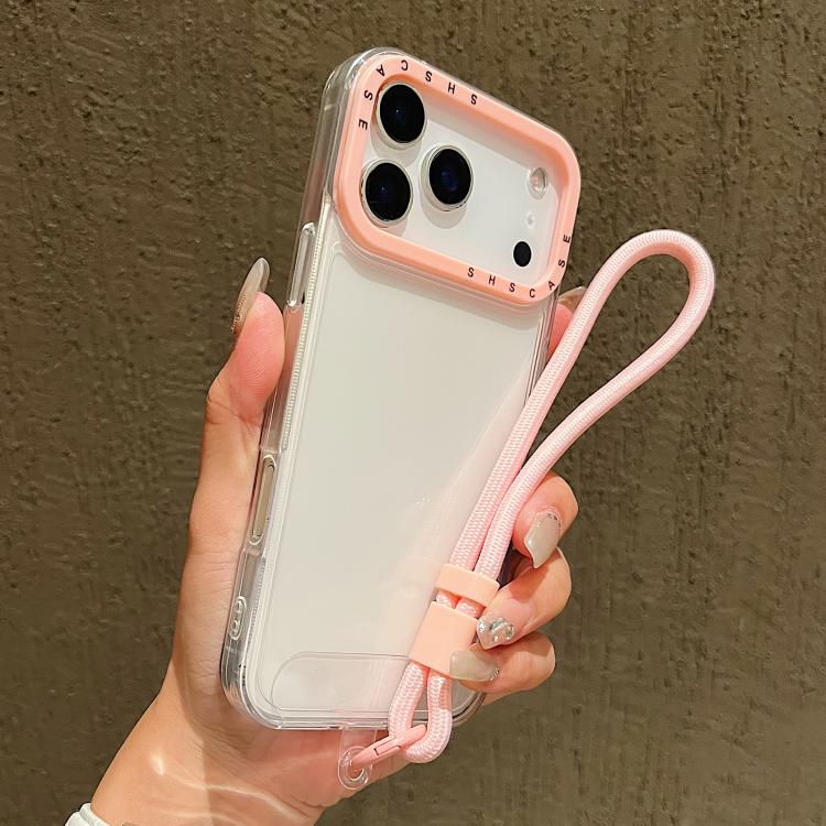 Coque de téléphone en TPU transparent avec lanière et cadre de lentille contrastant, pour iPhone 17 Pro Max, pour iPhone 17 Pro