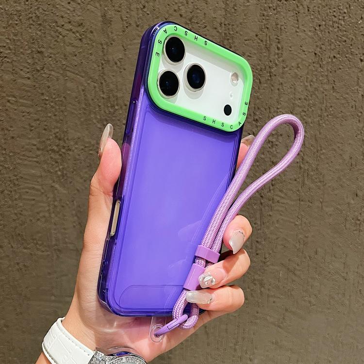 Coque de téléphone en TPU transparent avec lanière et cadre de lentille contrastant, pour iPhone 17 Pro Max, pour iPhone 17 Pro