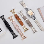 Bracelet de montre hybride en métal et cuir en forme de V xDfind, compatible avec Apple Watch 42/44/45/46/49 mm et Apple Watch 38/40/41/S10 42 mm.