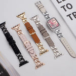 Bracelet de montre hybride en cuir et métal avec chaîne en denim xDfind, compatible avec Apple Watch 42/44/45/46/49 mm et Apple Watch 38/40/41/S10 42 mm.