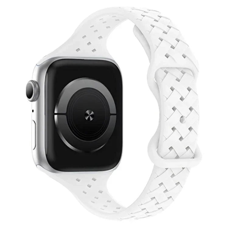 Bracelet de montre en silicone tressé avec boucle papillon xDfind, compatible avec Apple Watch 42/44/45/46/49 mm et Apple Watch 38/40/41/S10 42 mm.