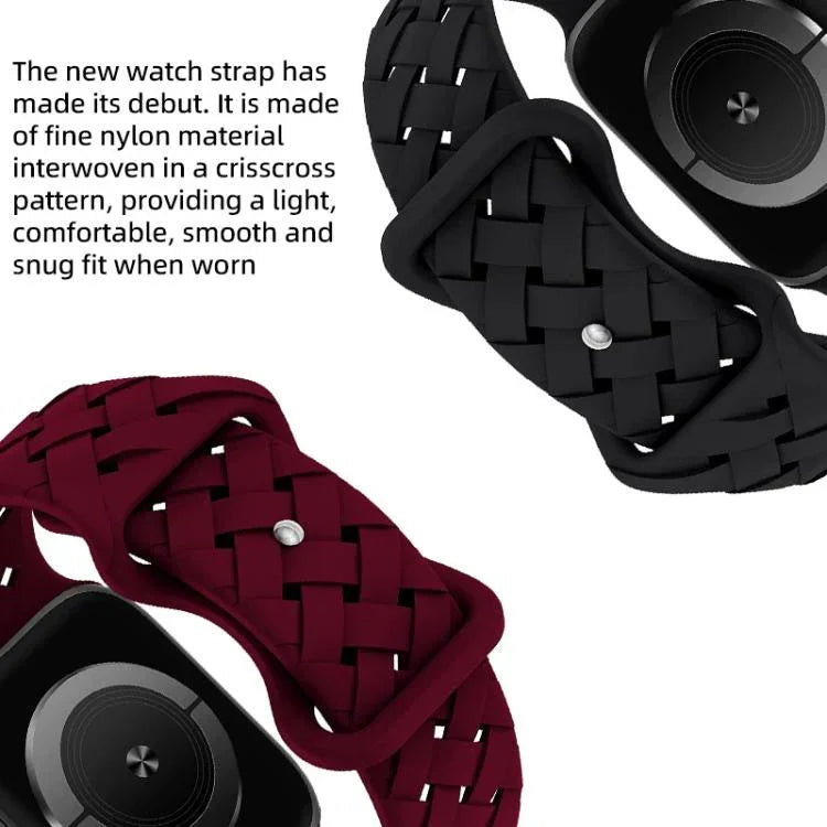 Bracelet de montre en silicone tressé avec boucle papillon xDfind, compatible avec Apple Watch 42/44/45/46/49 mm et Apple Watch 38/40/41/S10 42 mm.
