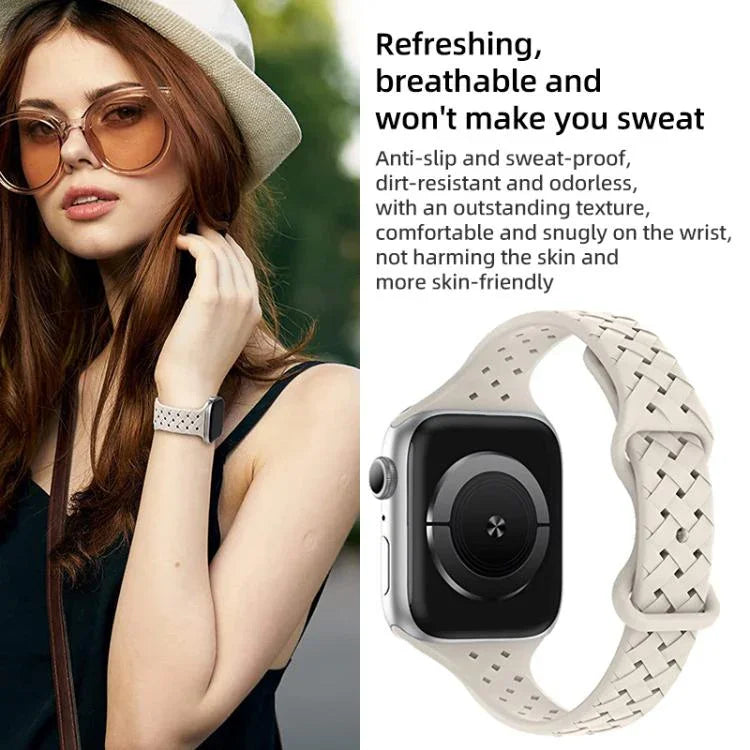 Bracelet de montre en silicone tressé avec boucle papillon xDfind, compatible avec Apple Watch 42/44/45/46/49 mm et Apple Watch 38/40/41/S10 42 mm.