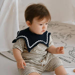 Benzdeer Bavoir pour bébé, serviette à salive, col carré rayé marron, forme fleur rayée marron, hexagone beige, col carré beige, hexagone chocolat, hexagone bleu foncé, petits carrés hexagone, forme fleur à carreaux abricot, col carré rayé abricot