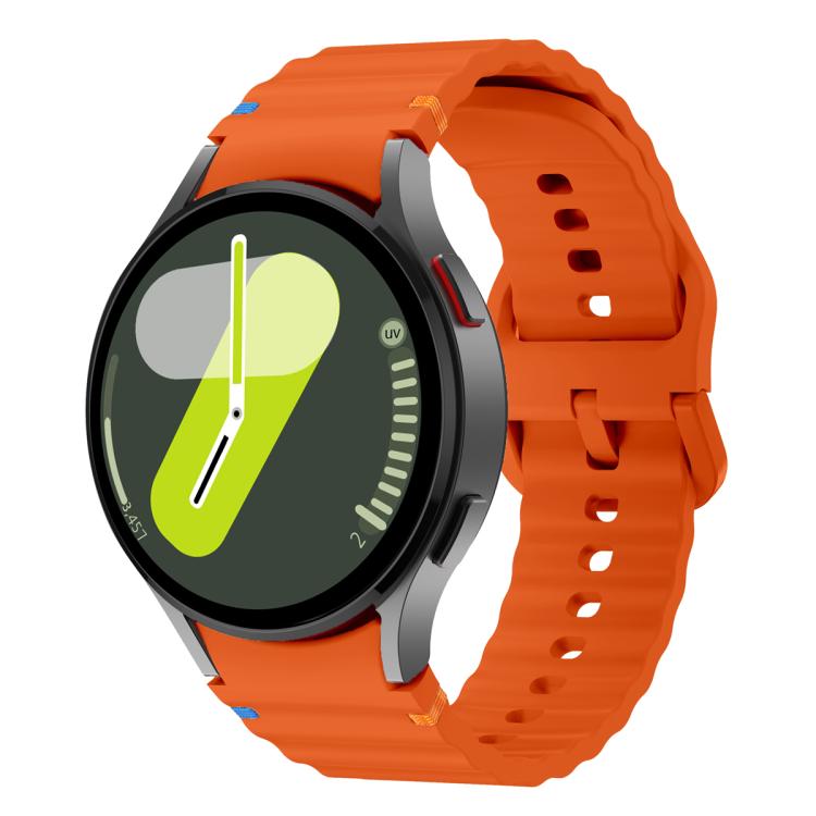 Bracelet de montre en silicone à motif ondulé avec film incurvé 3D, pour Samsung Galaxy Watch FE 40mm, pour Samsung Galaxy Watch7 44mm, pour Samsung Galaxy Watch7 40mm, pour Samsung Galaxy Watch6 Classic 47mm