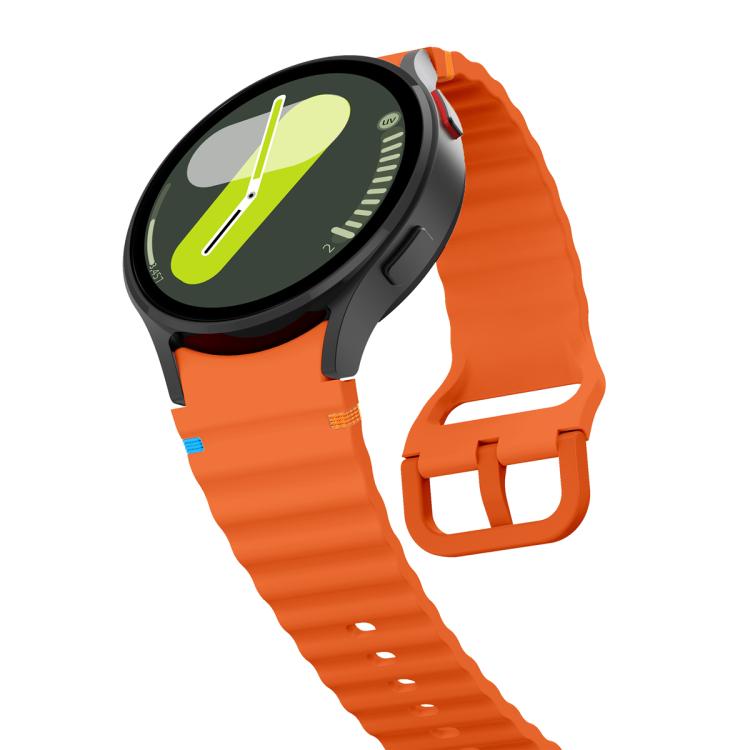 Bracelet de montre en silicone à motif ondulé avec film incurvé 3D, pour Samsung Galaxy Watch FE 40mm, pour Samsung Galaxy Watch7 44mm, pour Samsung Galaxy Watch7 40mm, pour Samsung Galaxy Watch6 Classic 47mm