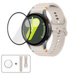 Bracelet de montre en silicone à couture ondulée avec film incurvé 3D, pour Samsung Galaxy Watch5 Pro 45 mm, pour Samsung Galaxy Watch5 40 mm, pour Samsung Galaxy Watch4 44 mm, pour Samsung Galaxy Watch4 40 mm