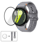 Bracelet de montre en silicone à couture ondulée avec film incurvé 3D, pour Samsung Galaxy Watch5 Pro 45 mm, pour Samsung Galaxy Watch5 40 mm, pour Samsung Galaxy Watch4 44 mm, pour Samsung Galaxy Watch4 40 mm