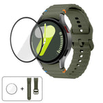 Bracelet de montre en silicone Wave Stitching avec film incurvé 3D, pour Samsung Galaxy Watch4 Classic 46 mm, pour Samsung Galaxy Watch4 Classic 42 mm, pour Samsung Galaxy Watch5 Active 40 mm, pour Samsung Galaxy Watch5 Active 44 mm