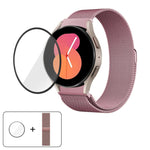 Bracelet de montre milanais magnétique en acier inoxydable avec film incurvé 3D, pour Samsung Galaxy Watch FE 40mm, pour Samsung Galaxy Watch7 44mm, pour Samsung Galaxy Watch7 40mm, pour Samsung Galaxy Watch6 Classic 47mm, pour Samsung Galaxy Watch6 44mm