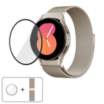 Bracelet de montre milanais magnétique en acier inoxydable avec film incurvé 3D, pour Samsung Galaxy Watch FE 40mm, pour Samsung Galaxy Watch7 44mm, pour Samsung Galaxy Watch7 40mm, pour Samsung Galaxy Watch6 Classic 47mm, pour Samsung Galaxy Watch6 44mm