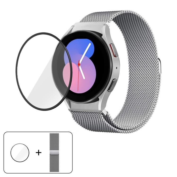 Bracelet de montre milanais magnétique en acier inoxydable avec film incurvé 3D, pour Samsung Galaxy Watch4 Classic 46mm, pour Samsung Galaxy Watch4 Classic 42mm, pour Samsung Galaxy Watch5 Active 40mm, pour Samsung Galaxy Watch5 Active 44mm
